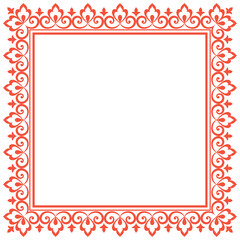 Decorative frame Elegant vector element for design in Eastern style, place for text. Floral pink and white border. Lace illustration for invitations and greeting cards