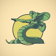 Retro emblem of snake with muscular body