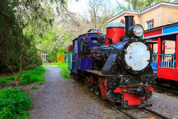 Obraz premium Abandoned historic locomotive at the Children's Railway Station in Yerevan. Armenia