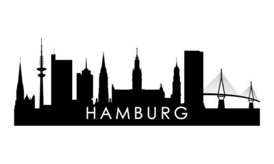 Hamburg skyline silhouette. Black Hamburg city design isolated on white background.