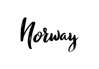 Norway Lettering. Handwritten name of country. Vector design template.