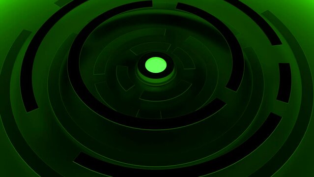 Green background.Design. A sliding maze in abstraction that rotates and changes paths inside