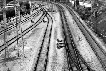 Fototapeta na wymiar High angle view of old railway