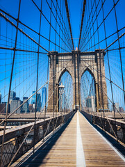 Vertical shot of a beautiful Brooklyn Bridge in New York, USA