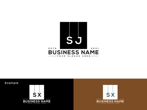 Letter SJ Logo, initial Sj js Square Black Logo Design For all Kind Of Use