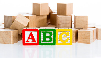 1, 2 and 3 wooden blocks on white background