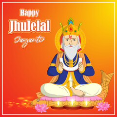 vector illustration for Lord Cheti Chand Jhulelal Jayanti, sindhi Hindu god.