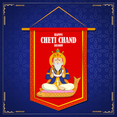 vector illustration for Lord Cheti Chand Jhulelal Jayanti, sindhi Hindu god.