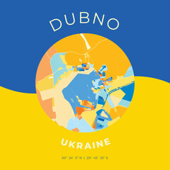 Dubno, Ukraine, patriotic map print template