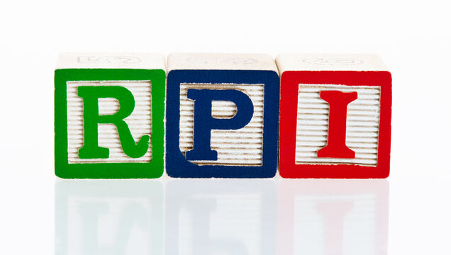 Word RPI writing with wooden blocks