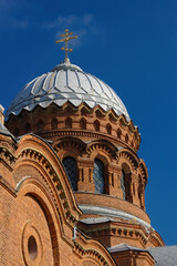 Fototapeta na wymiar The cupola of histirical Ascension Church in Trostyanets, Ukraine