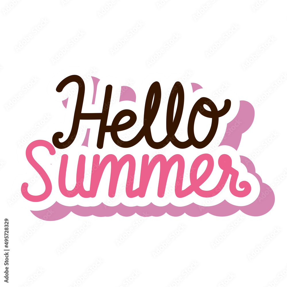 Sticker hello summer lettering