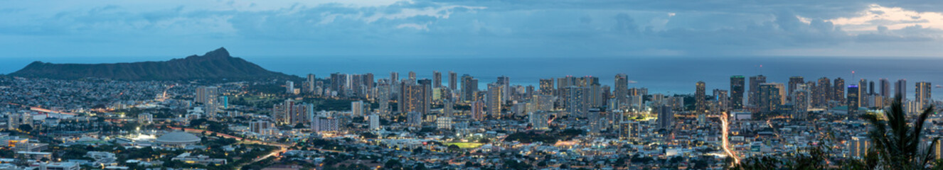 Honolulu skyline at blue hour