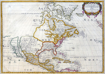Eighteenth-nineteenth-century vintage map of Northern America (Amerique Septentrionale)