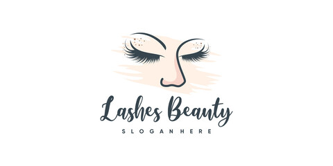 Beauty lashes logo design for woman Premium Vector