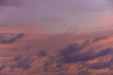 Sky light after sunset. orange background, clouds