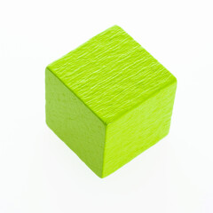 Single wooden block on white background