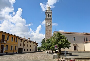 Town square of of Pradamano, a municipality of the autonomous region of Friuli in Italy