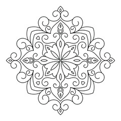 Zentangle inspired mandala zen doodle illustration with tribal boho chic ornaments. Oriental ornamental background.
