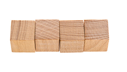 A row of building blocks on white background