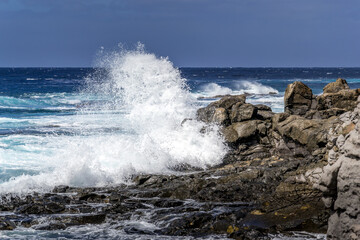 Rough sea and breaking wave at Punta Pechiguara, Playa Blanca, Lanzarote