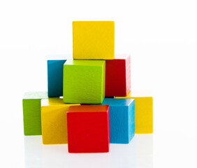 Pyramid of blocks on white background