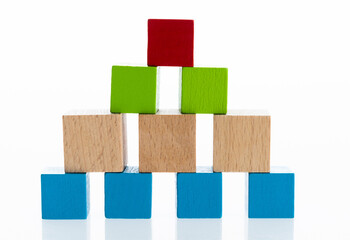 Pyramid of blocks on white background