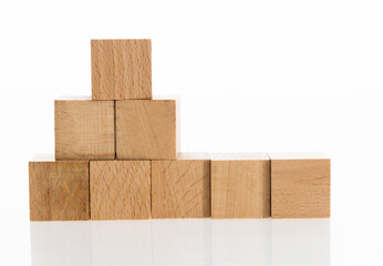 Pyramid of blocks on white background