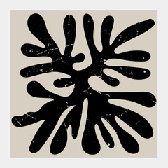 Abstract dark leaf veins. Close up look. Modern design. Hand drawn trendy Vector illustration. Floral concept, Naive art. Good for Poster, print, card template