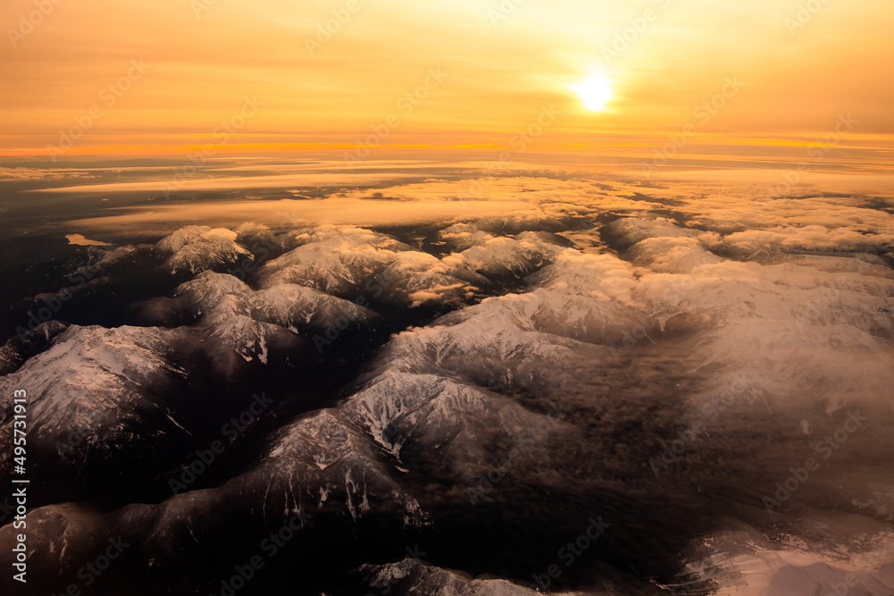 Wall mural clouds background and texture, clouds from airplane window