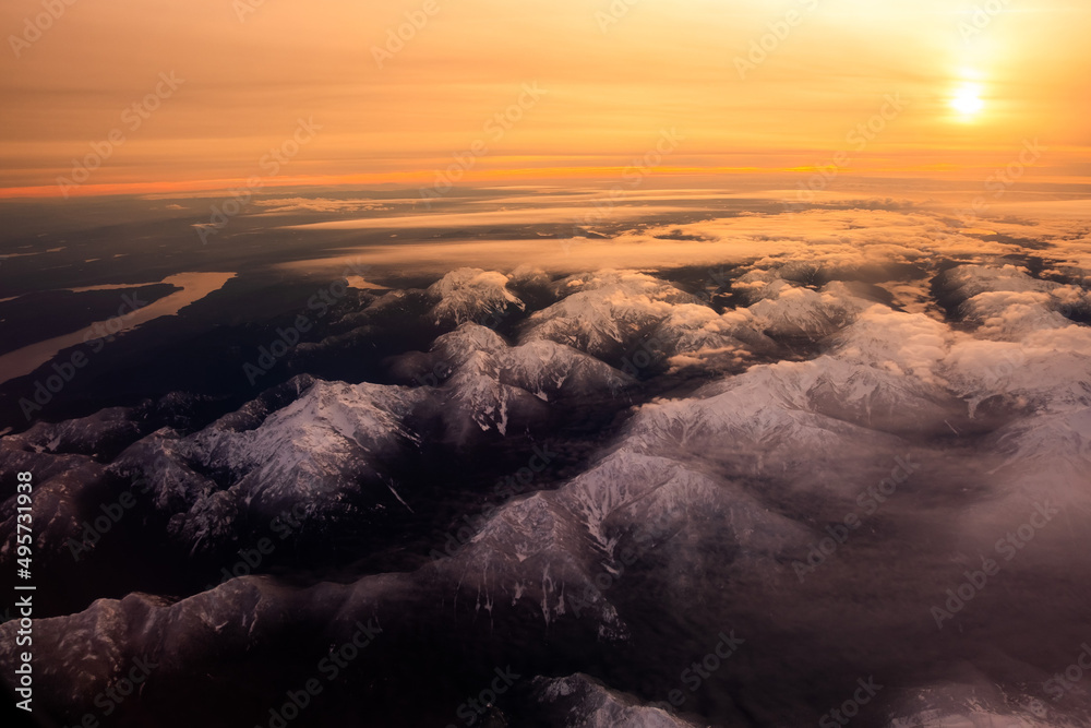 Wall mural clouds background and texture, clouds from airplane window