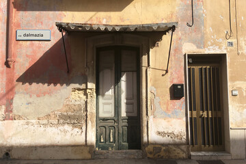 Painted Wall of an Old House in Monteroni di Lecce. Salento, Italy