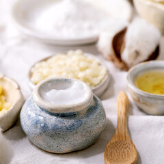 Ingredients for makes home made natural cosmetic
