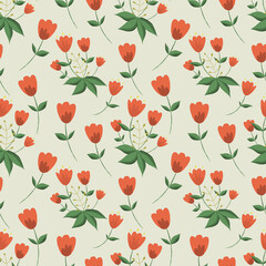 Hand drawn floral flower pattern.