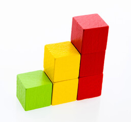 Fototapeta premium Wooden block stairs on white background