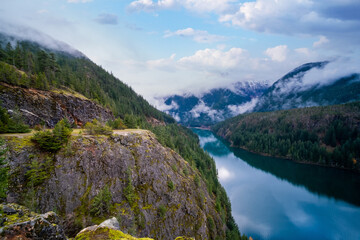 Mountain landscape, lake and mountain Seattle, Washington state, USA.
