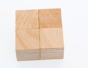 Wooden blocks on white background
