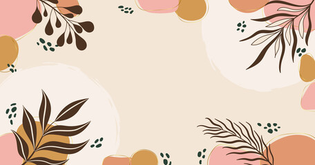 Abstract boho background. Boho leaves art design.