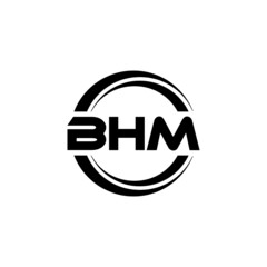 BHM letter logo design with white background in illustrator, vector logo modern alphabet font overlap style. calligraphy designs for logo, Poster, Invitation, etc.