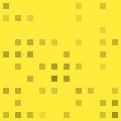 Abstract seamless geometric pattern. Mosaic background of black squares. Evenly spaced big shapes of different color. Vector illustration on yellow background