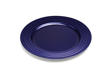 Round dark blue textured sous plat, isolated