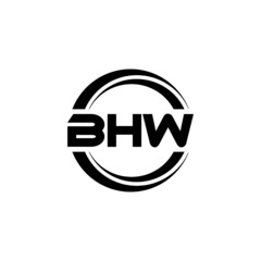 BHW letter logo design with white background in illustrator, vector logo modern alphabet font overlap style. calligraphy designs for logo, Poster, Invitation, etc.