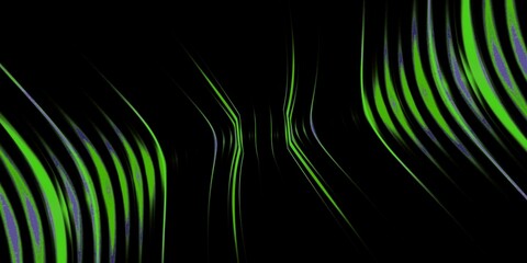 creative bright green striped design on a plain black background