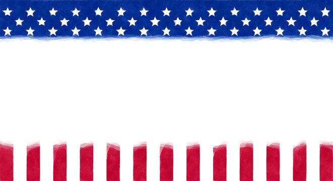 USA patriotic background. Digital watercolor painting illustration.