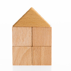 The wooden house on white background
