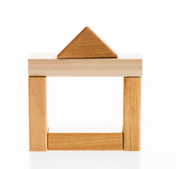 House made from wooden blocks