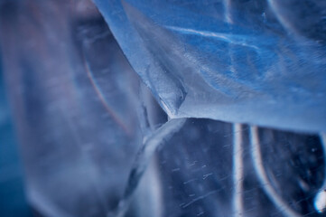 Abstract ice texture. Small ice bubbles with tails. Abstract nature background. Arctic ice.