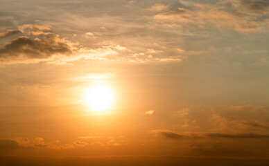 Fototapeta premium Sunset sky with white clouds