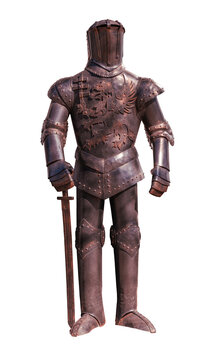 Medieval knight armor, on a white background