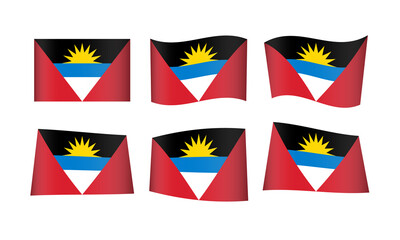 Antigua and Barbuda Flag Set Flags National Symbol Banner Icon Vector Stickers Caribbean South Central America Wave Country City State Wavy Realistic Culture Nation Republic Kingdom Every All Flag
